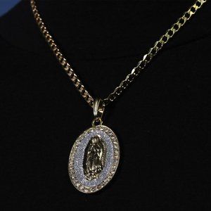 14k Cuban Gold Catholic Design 20" Necklace